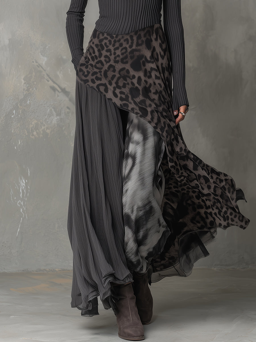 Martina | Vestido largo estilo bohemio con estampado de leopardo