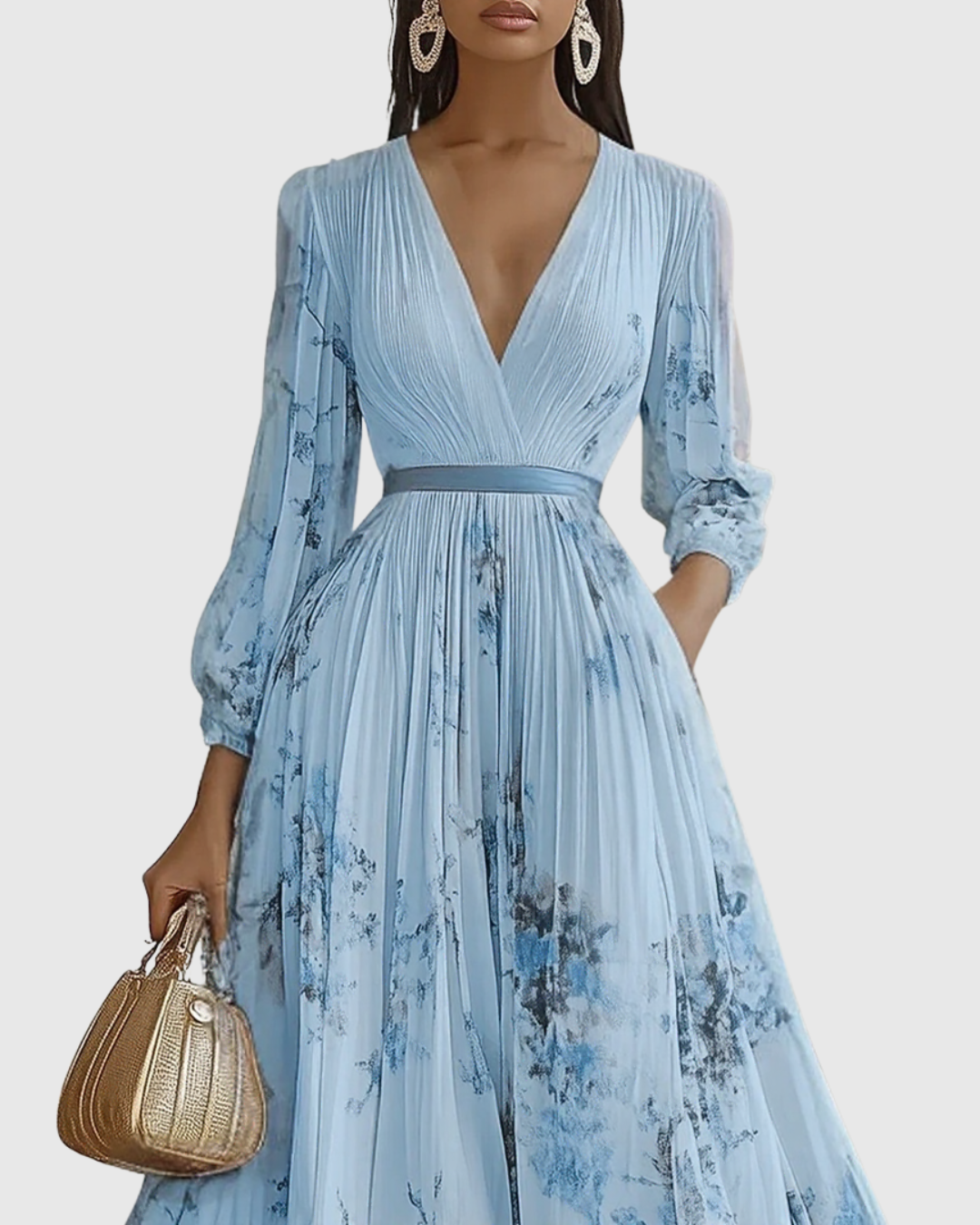 Rowella - Vestido largo plisado elegante