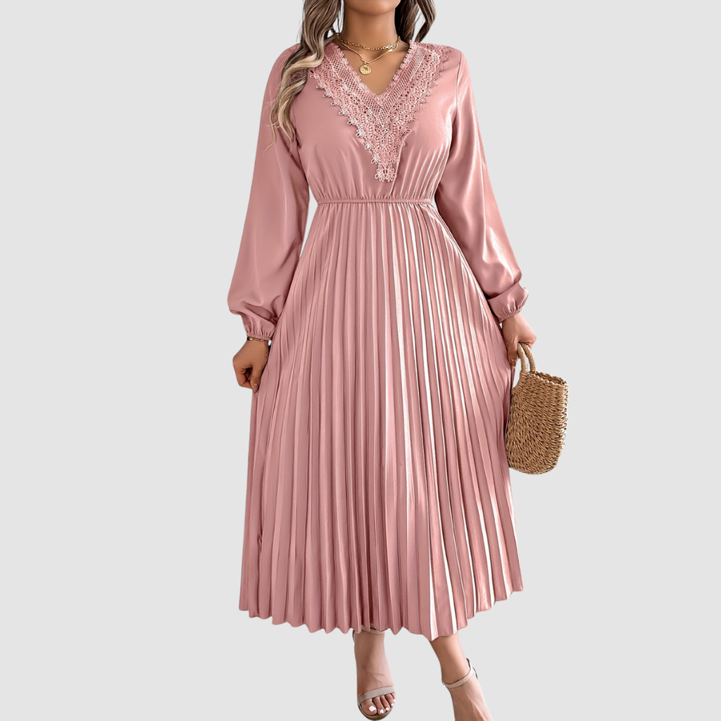 Rosalind Quinn - Vestido de línea A con escote en V de encaje