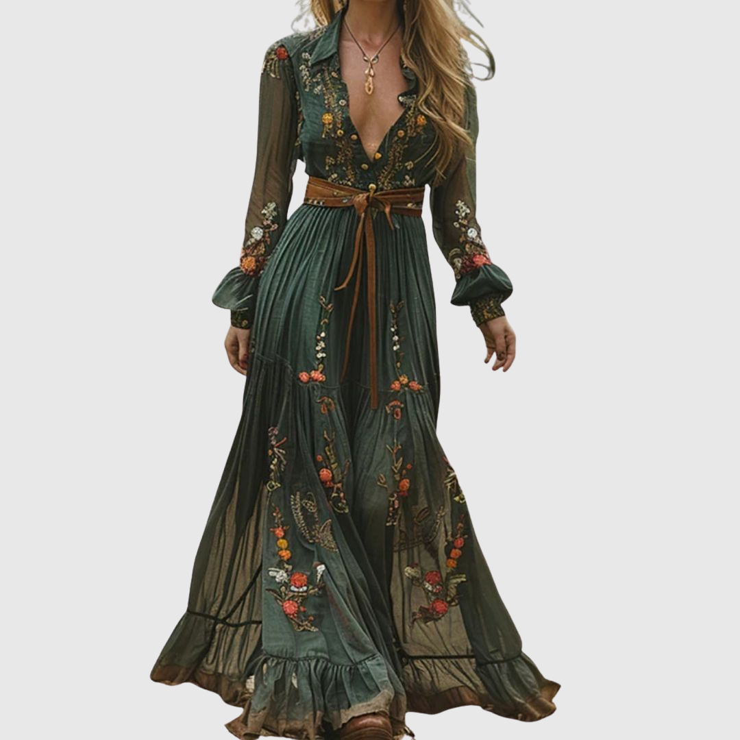 Alina Soleil - Vestido largo boho romántico