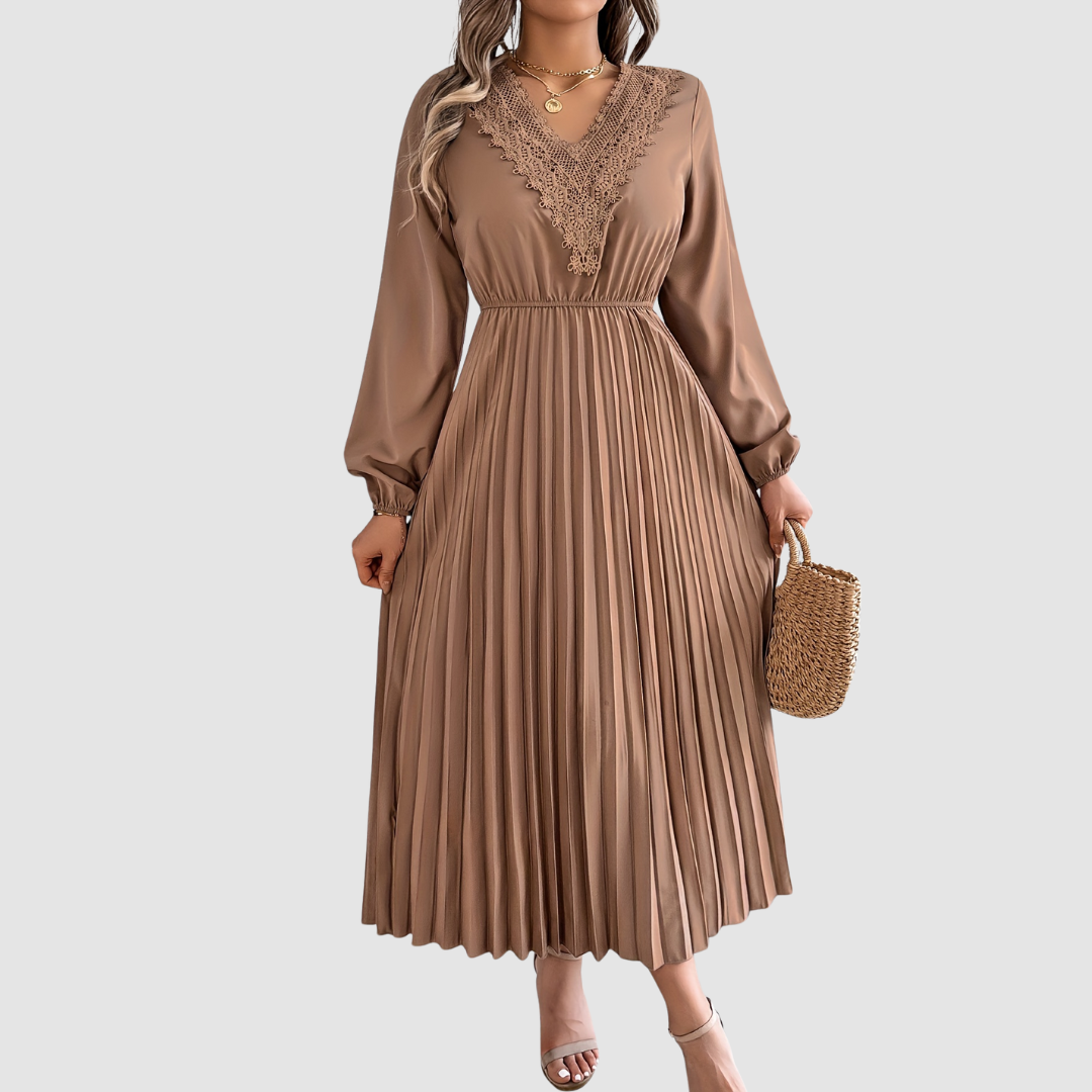 Rosalind Quinn - Vestido de línea A con escote en V de encaje