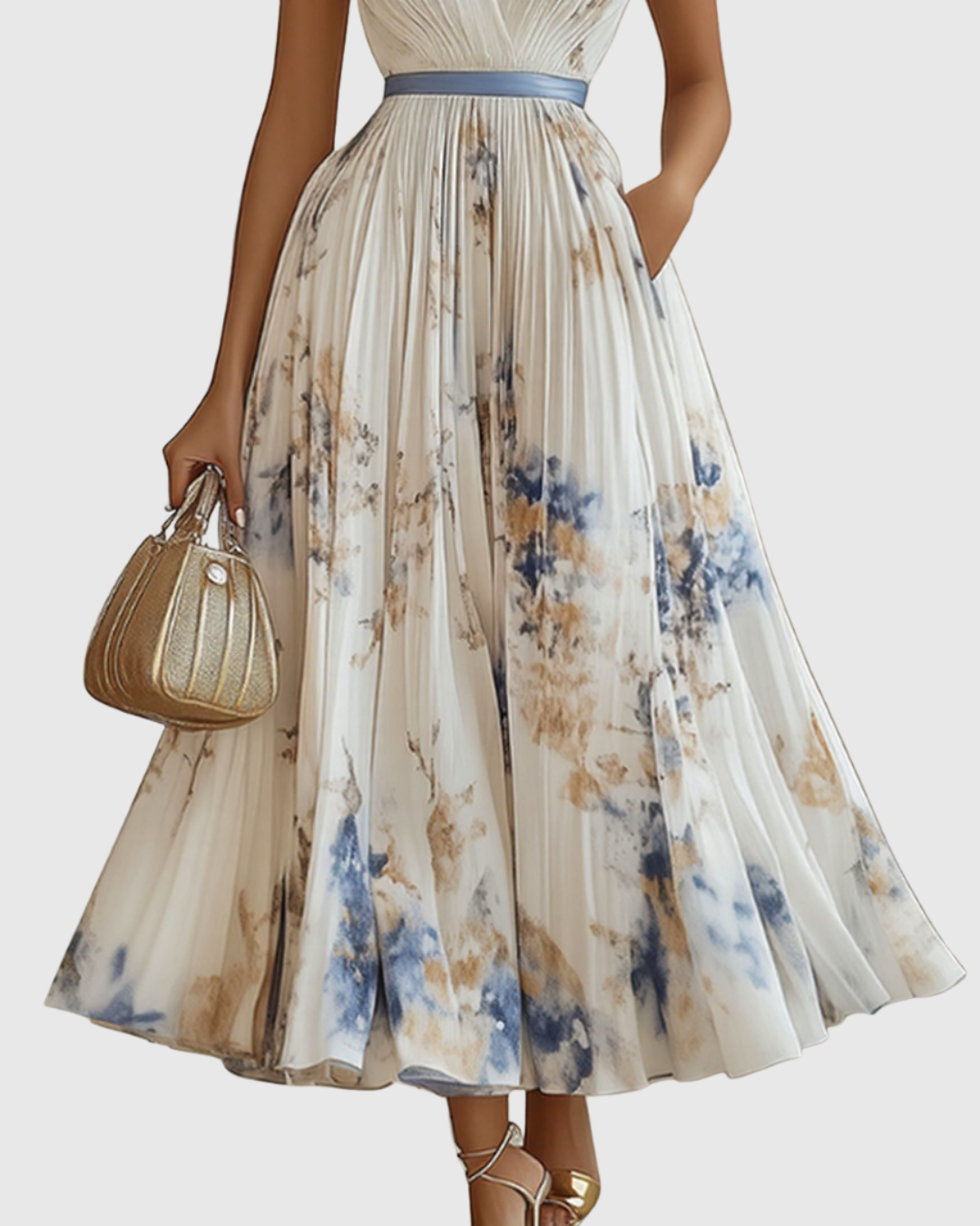 Rowella - Vestido largo plisado elegante