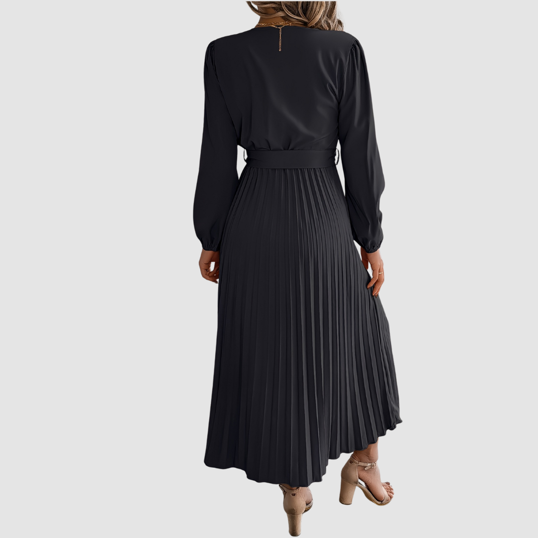Celeste Bloom - Vestido midi plisado de manga larga