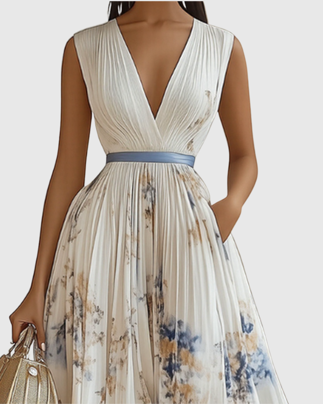 Rowella - Vestido largo plisado elegante