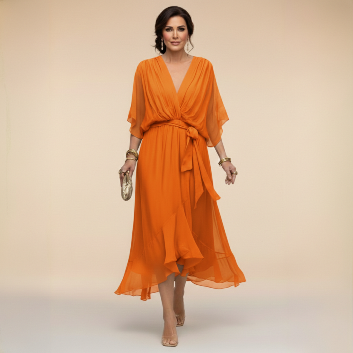 Jessica - Vestido elegante fluido con escote en V