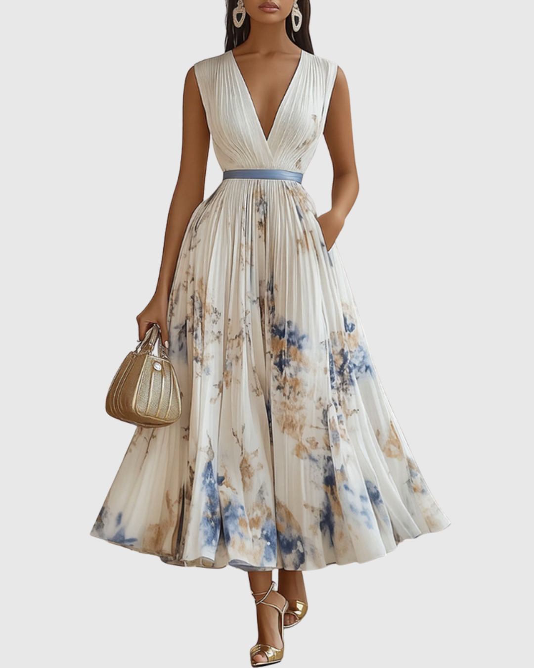 Rowella - Vestido largo plisado elegante
