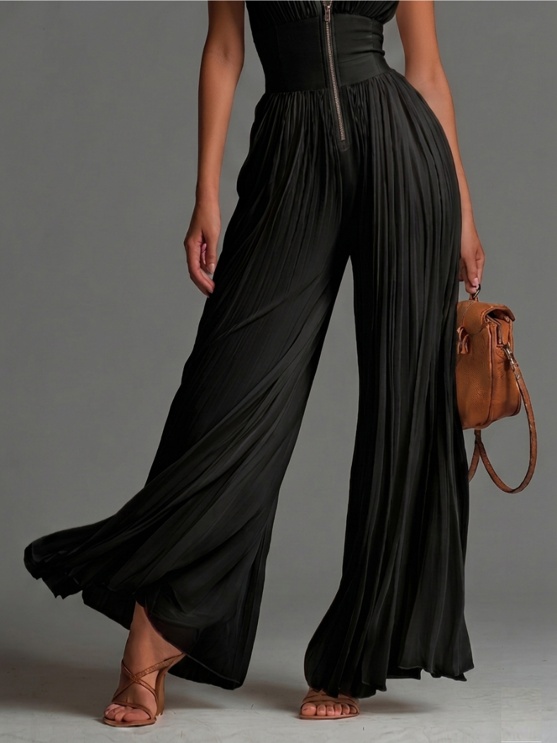 Conjunto Zsófia – Conjunto de Chifón Plisado Negro