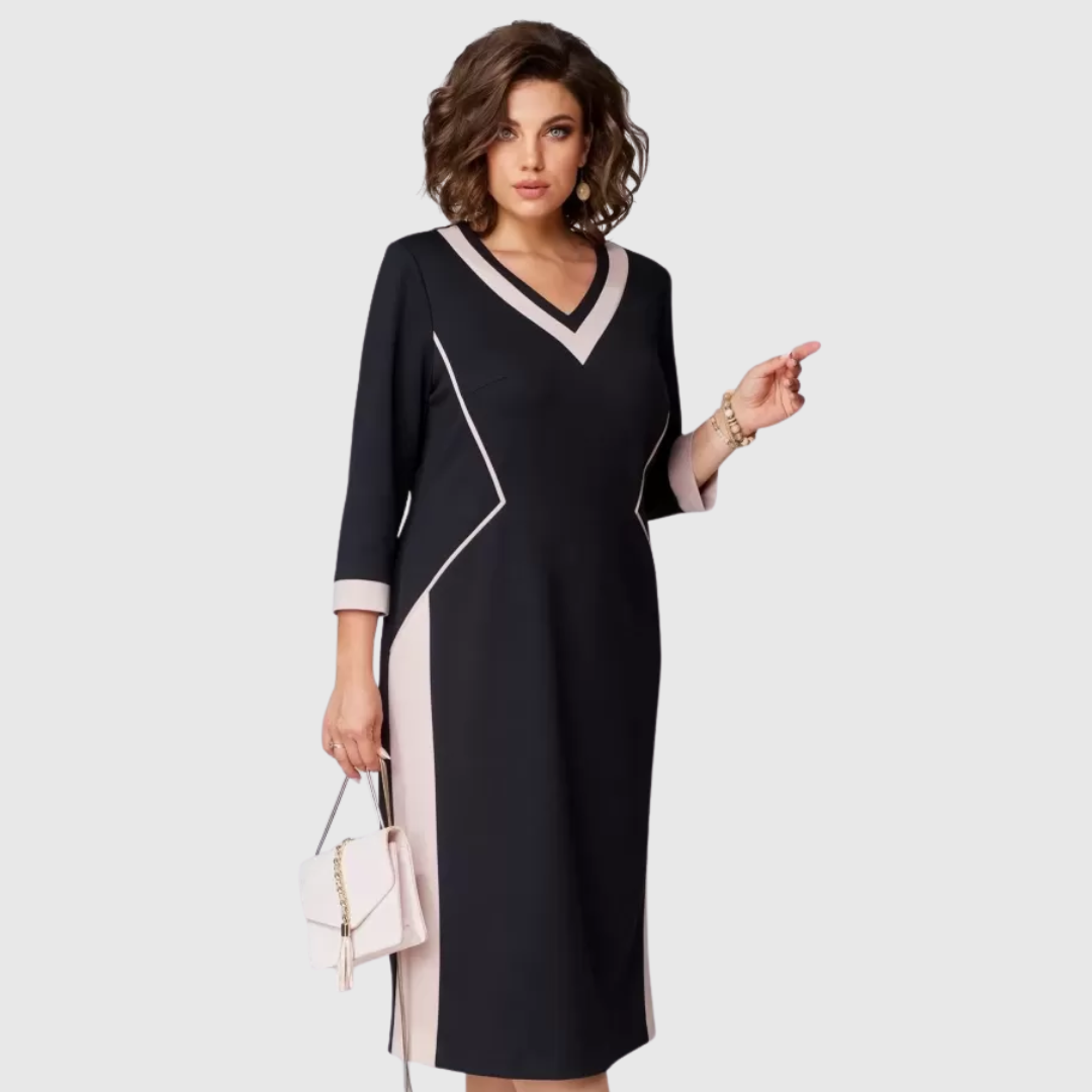 Fenna Grace - Vestido midi elegante con escote en V