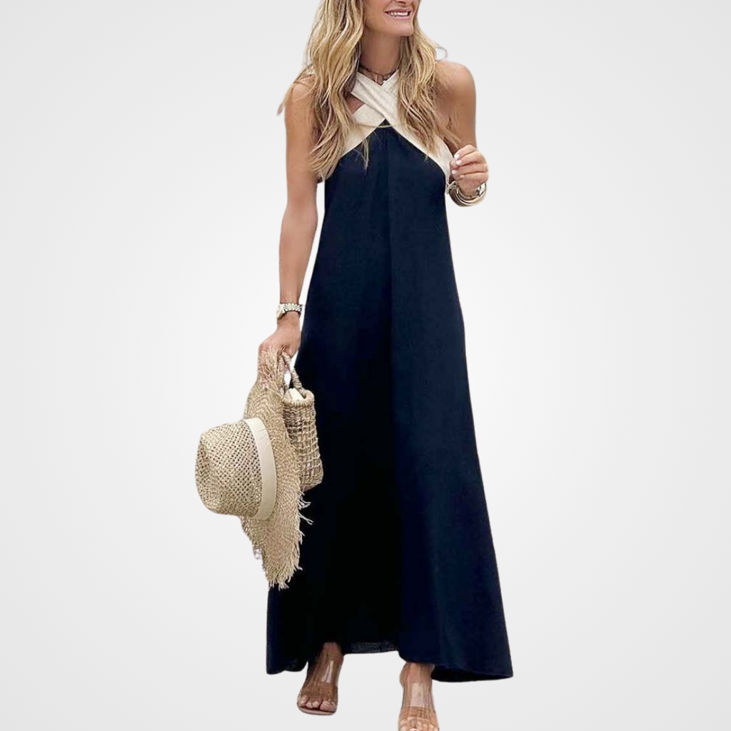 Orella - Vestido con escote cruzado al cuello