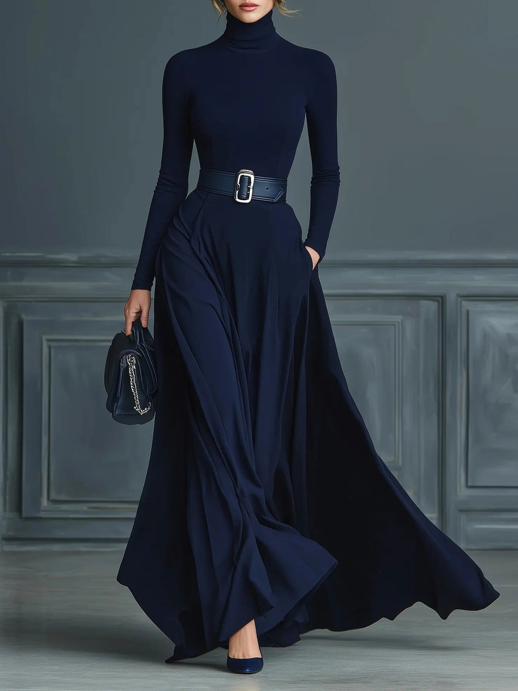 Corliss - Vestido largo de cuello alto