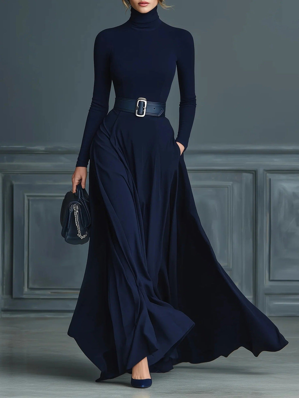 Corliss - Vestido largo de cuello alto