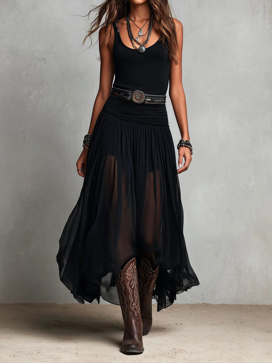 Top Nero y Falda Maxi de Tul