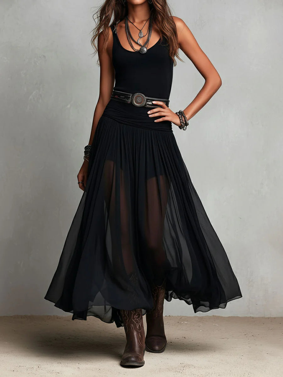 Top Nero y Falda Maxi de Tul