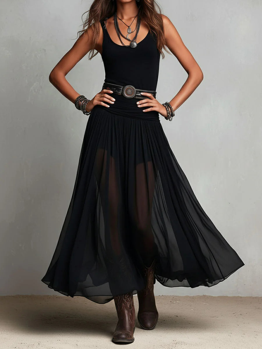 Top Nero y Falda Maxi de Tul