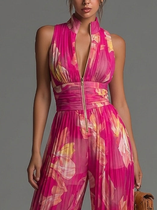 Mono Zsófia | Chifón Plisado Floral Fucsia