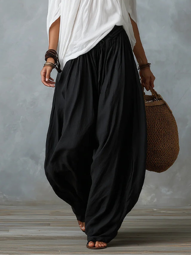 Conjunto Top Blanco Off-Shoulder y Pantalones Anchos