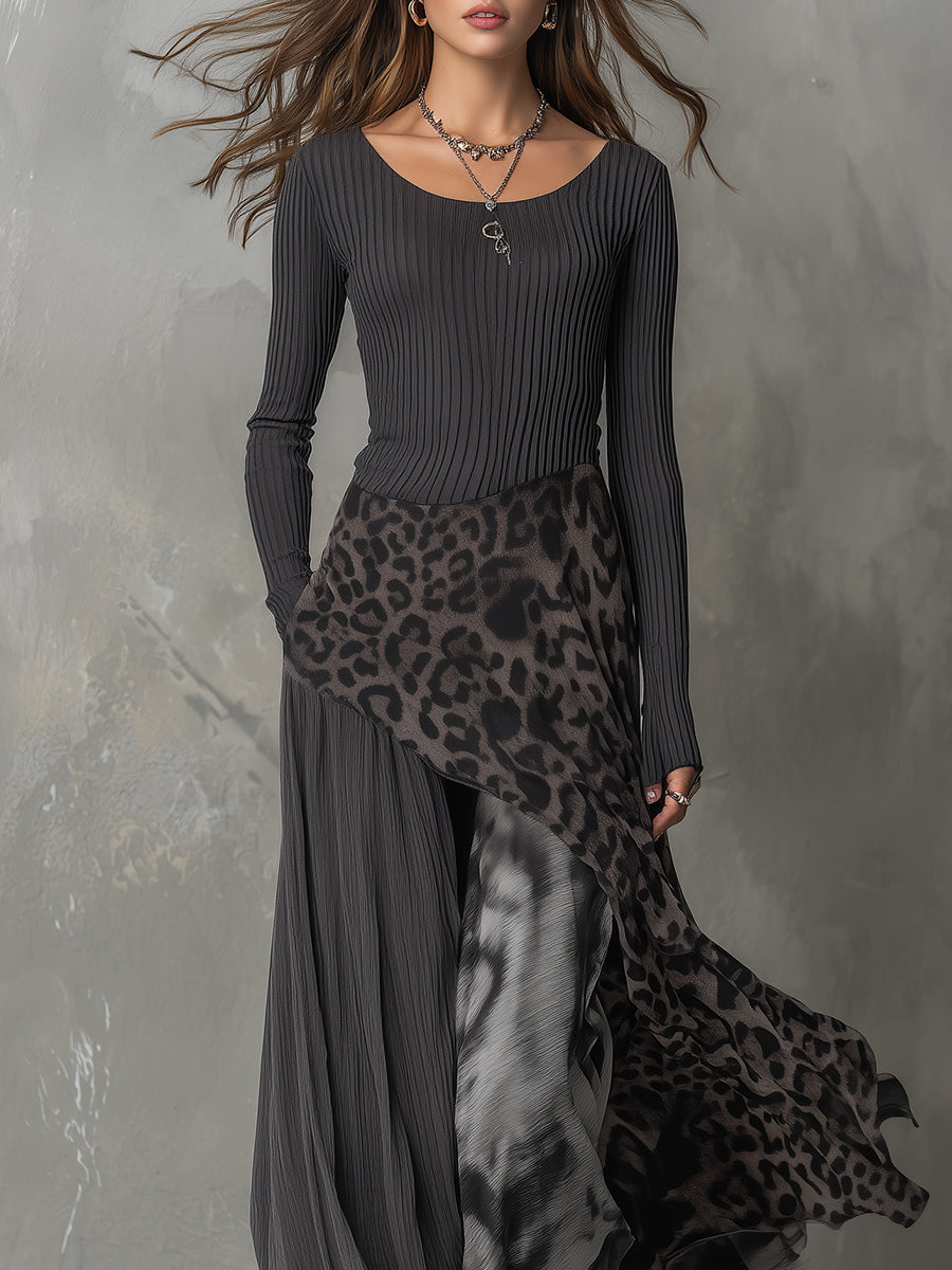 Martina | Vestido largo estilo bohemio con estampado de leopardo