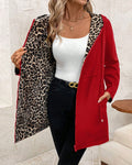 Abrigo reversible con capucha y estampado de leopardo