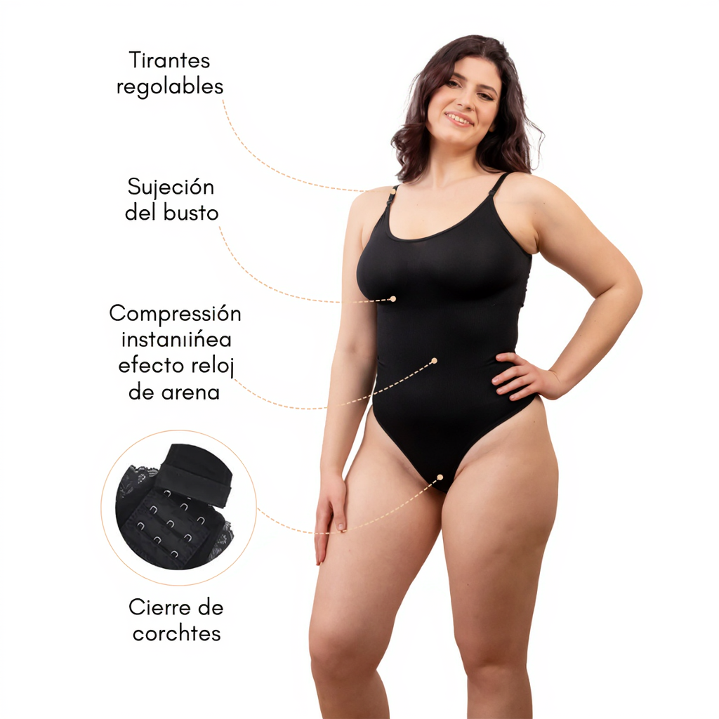 Detalles del body moldeador: tirantes, sujeción y cierre
