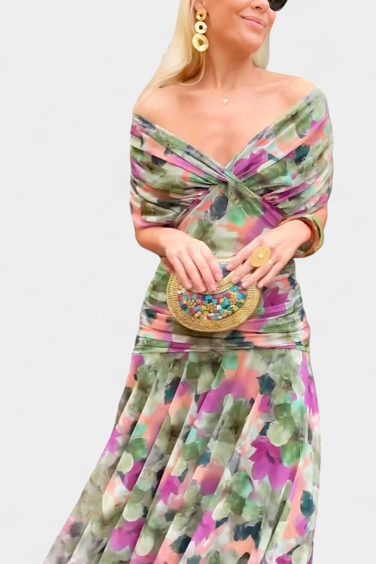 Freya - Vestido floral fluido con escote en V