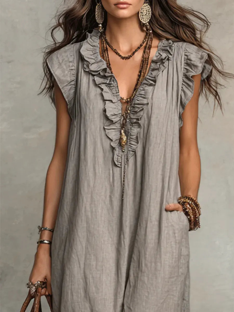 Violeta - Vestido Largo Bohemio de Lino