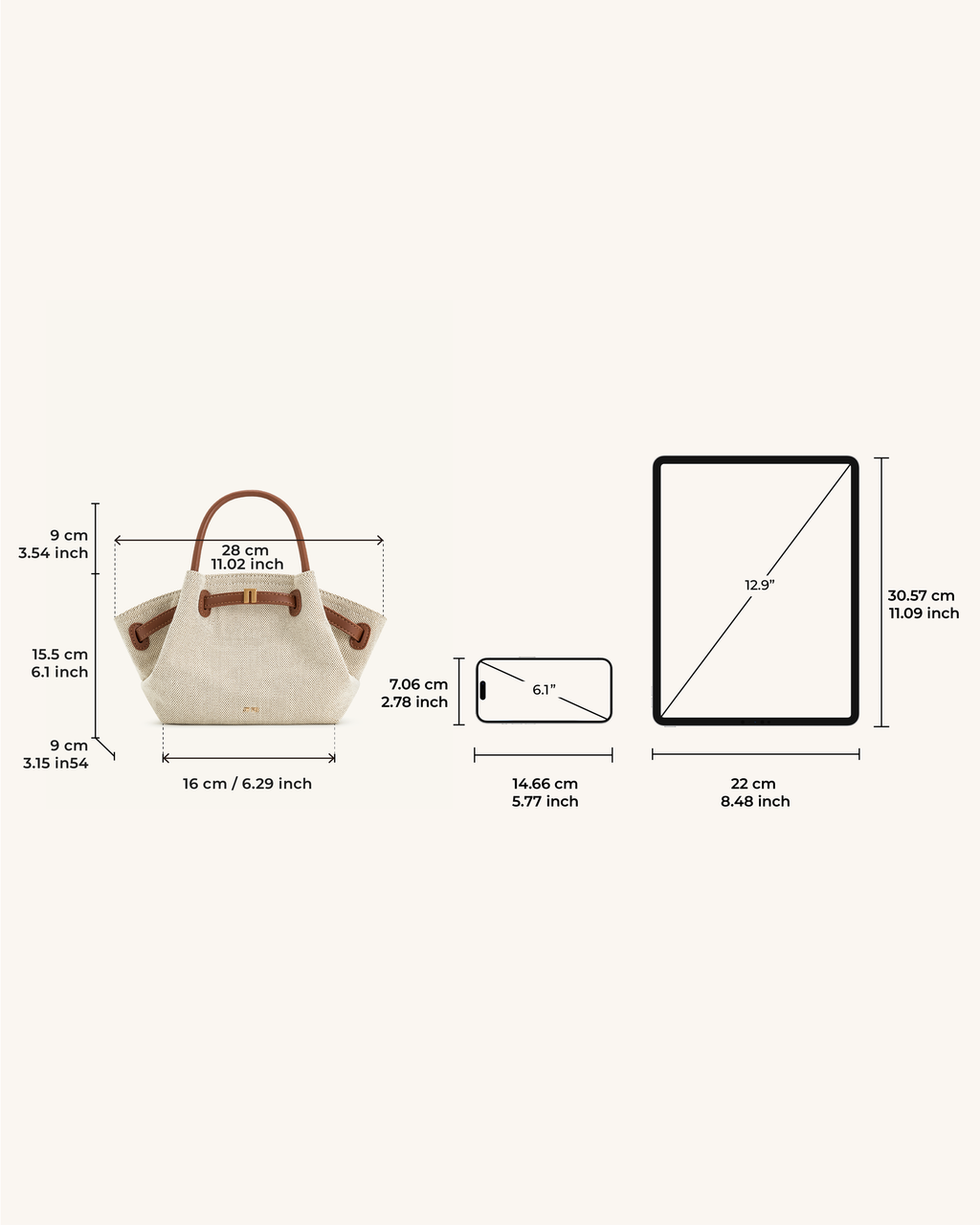 Bolso tote mini de rafia