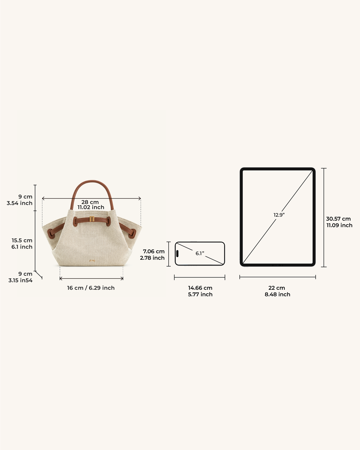 Bolso tote mini de rafia