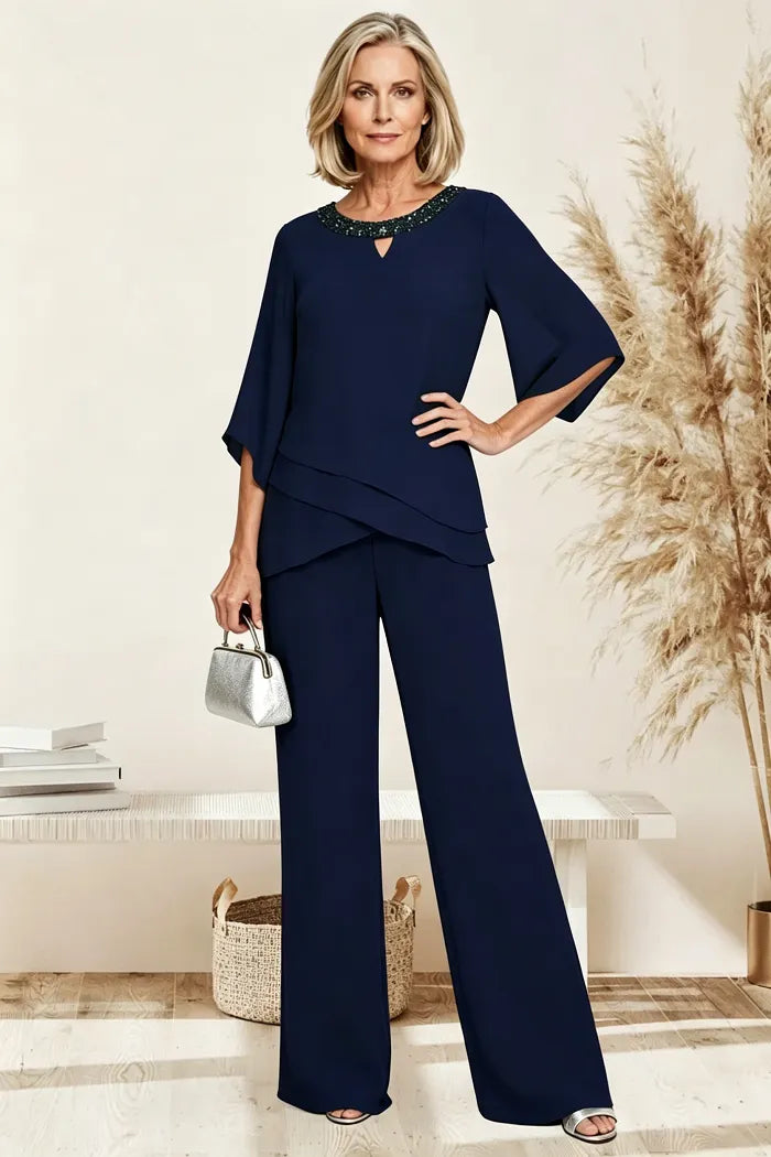 Conjunto de Pantalones Formales de Corte Suelto Sofisticado